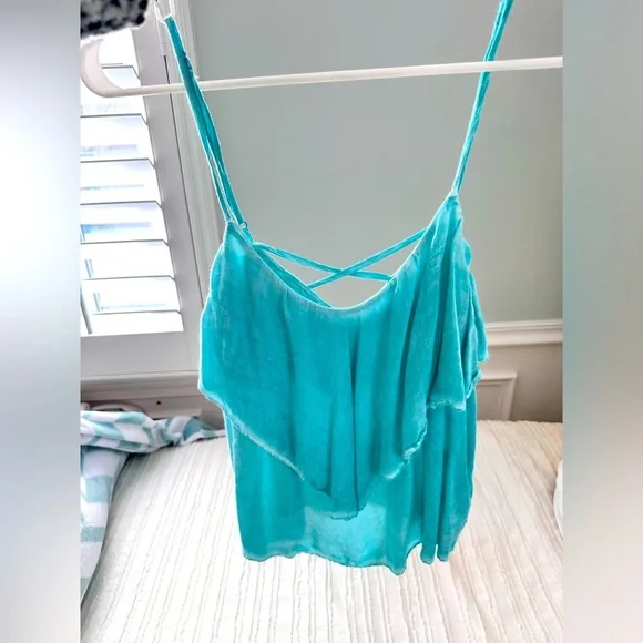 American Eagle Blue Ruffle Tank Sz. M - Picture 4 of 5